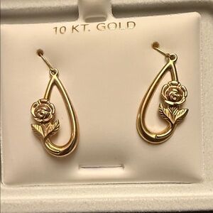 Gold Floral Teardrop Earrings
